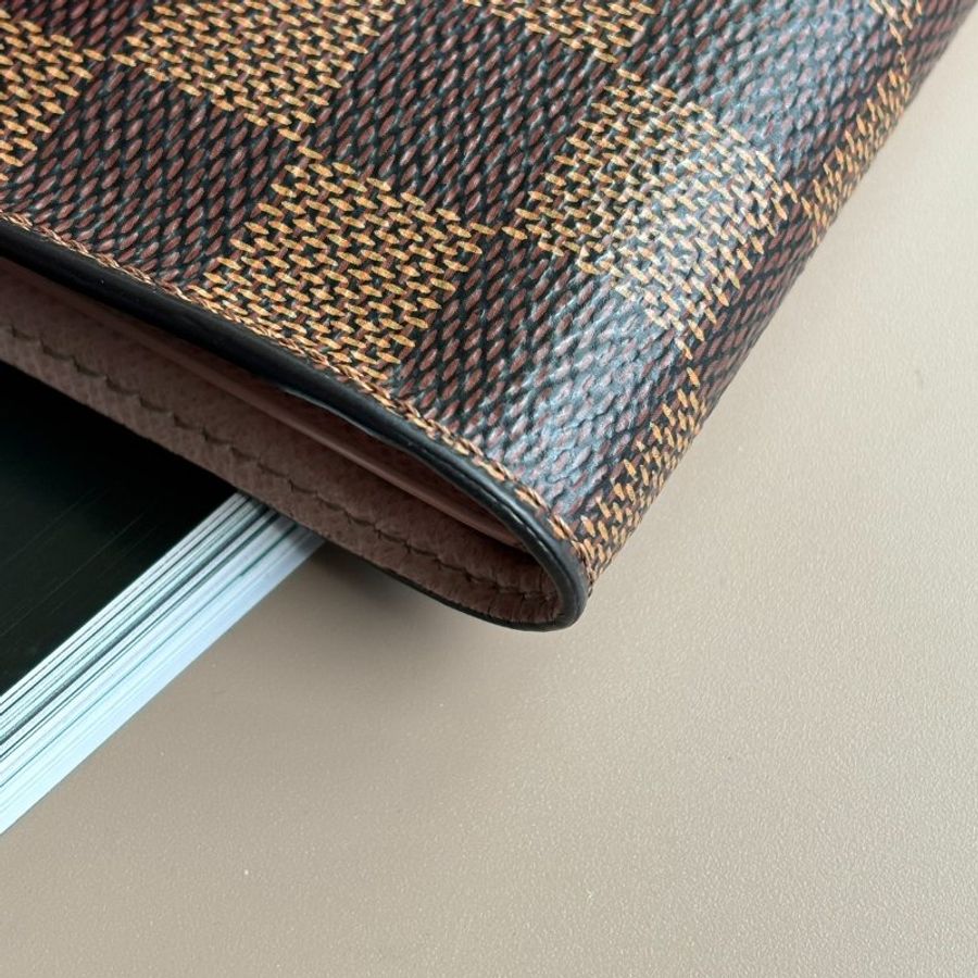 ::LOUIS VUITTON:: LV 棋盤格三摺粉釦短夾-3
