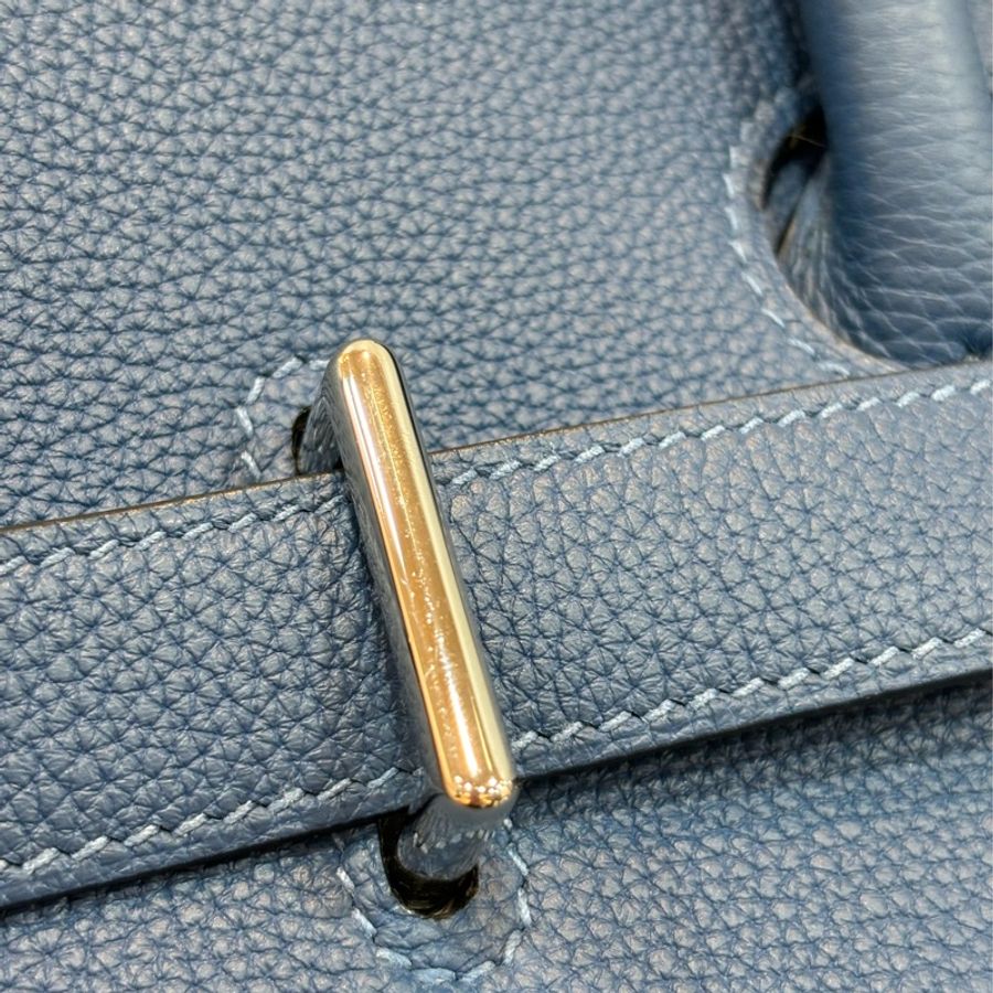 HERMES HAC BIRKIN 40 TOGO S4 深邃藍色 荔枝皮 銀釦 鉑金包 手提包-18