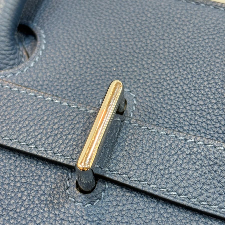 HERMES HAC BIRKIN 40 TOGO S4 深邃藍色 荔枝皮 銀釦 鉑金包 手提包-19
