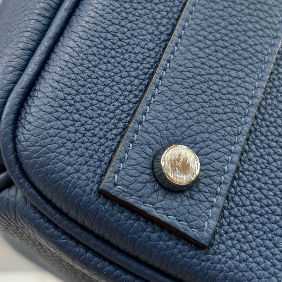 HERMES HAC BIRKIN 40 TOGO S4 深邃藍色 荔枝皮 銀釦 鉑金包 手提包-22