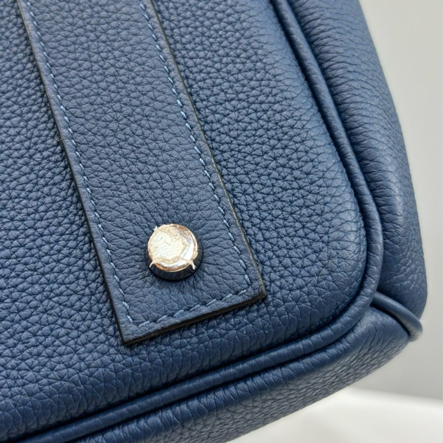 HERMES HAC BIRKIN 40 TOGO S4 深邃藍色 荔枝皮 銀釦 鉑金包 手提包-23