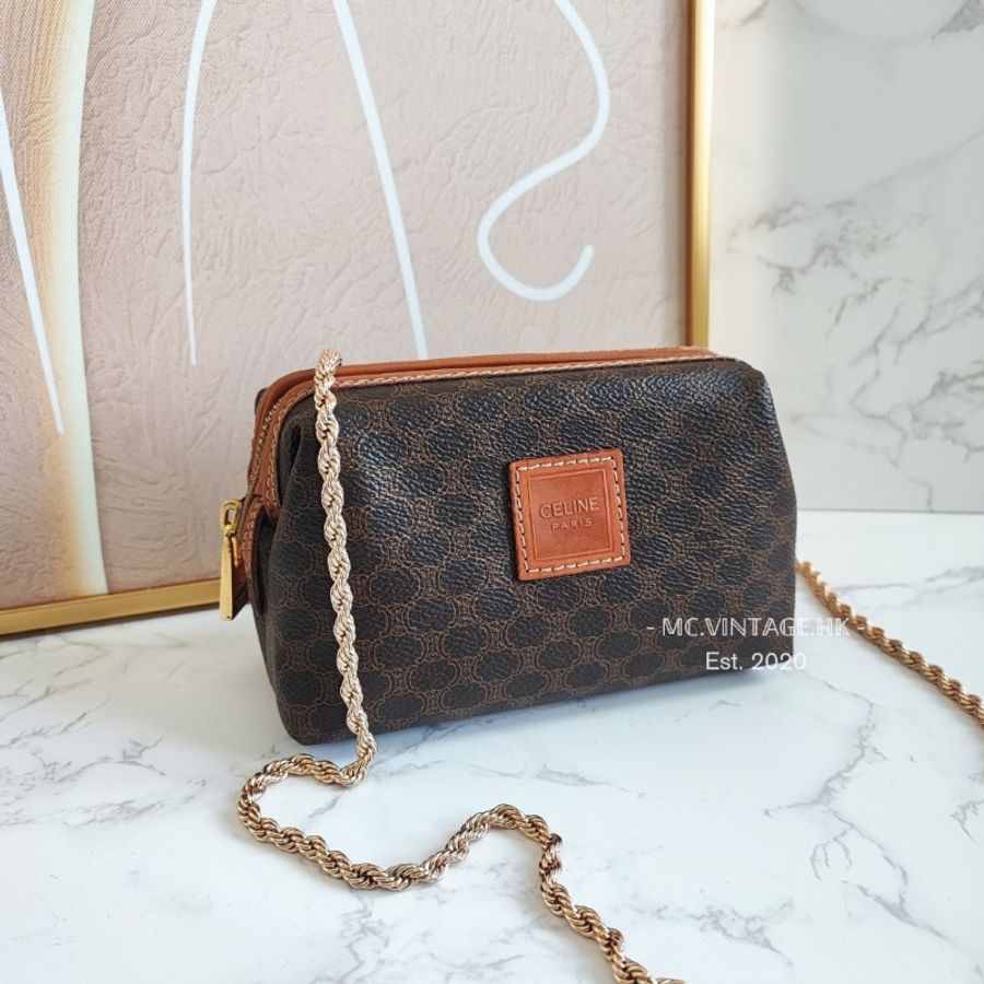 CELINE Vintage Macadam Pouch 中古 老花 雲朵包 化妝包-0