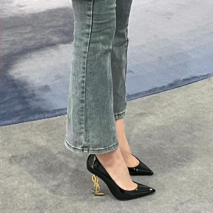 CT BAGS|【二手現貨】Saint Laurent Opyum經典漆皮黑金Logo高跟鞋-0