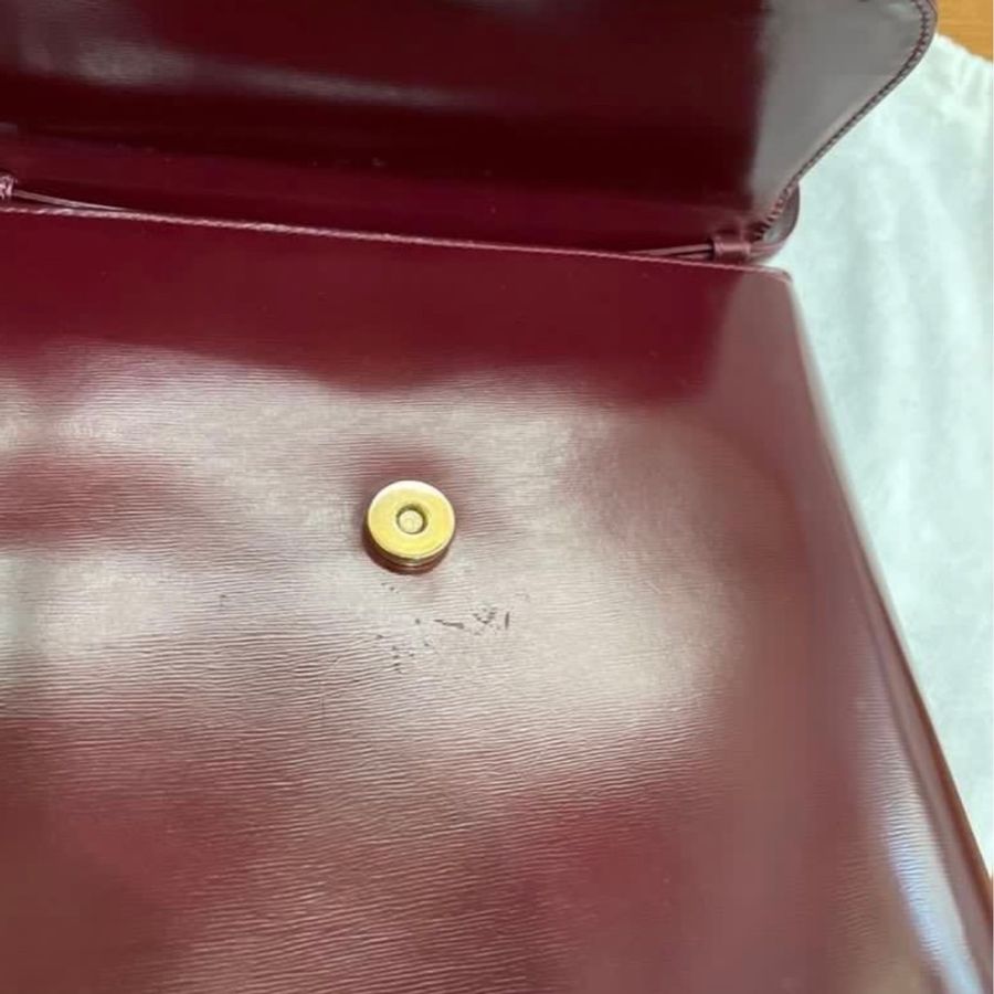 YSL聖羅蘭酒紅古董包 金色小吊牌 斜背 手提 兩用包-12