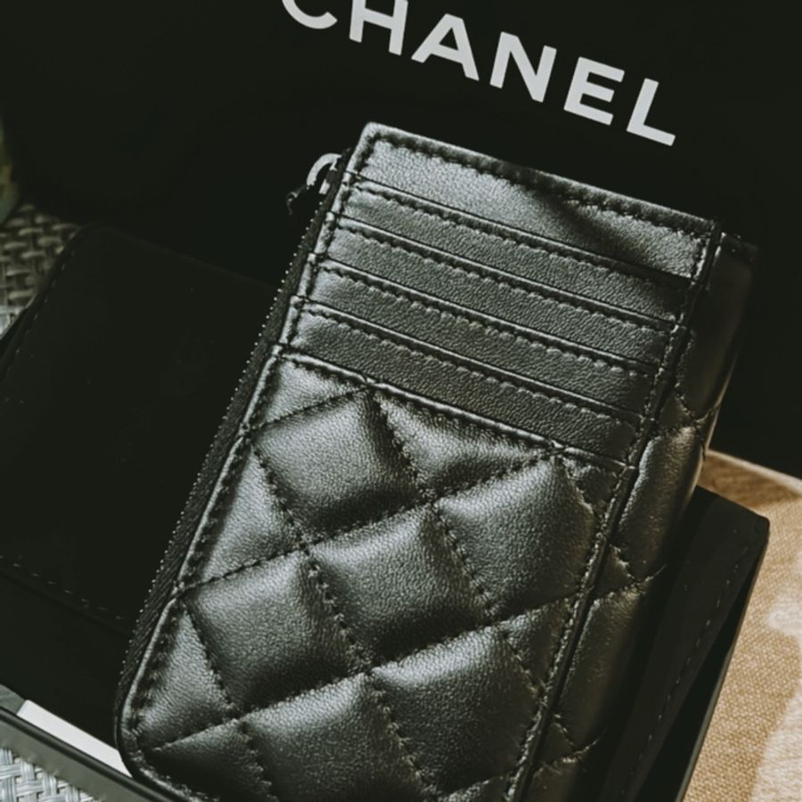 Chanel so black L型拉鏈錢包/卡包可放鈔票/零錢/-2