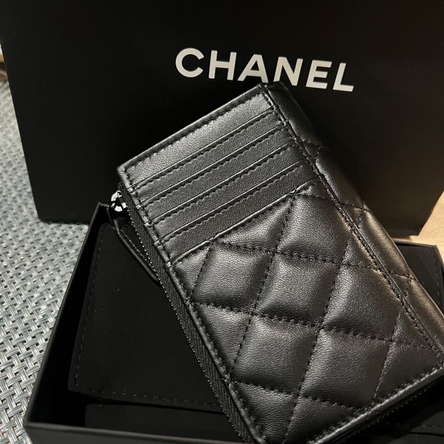Chanel so black L型拉鏈錢包/卡包可放鈔票/零錢/-3
