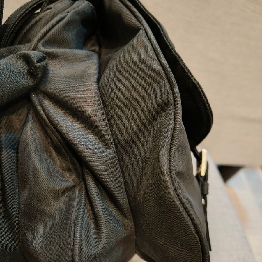 ㊣✨PRADA✨(附防塵袋)普拉達 黑色 掀蓋式 輕量 帆布 郵差包 風琴包 肩背包 斜背包 /二手包/二手精品/保證正品🌳二手樹屋🌳-29