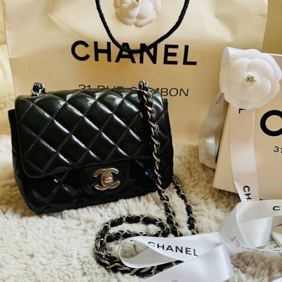 CHANEL COCO17/CF MINI 小方胖 藍綠經典小型口蓋包-0