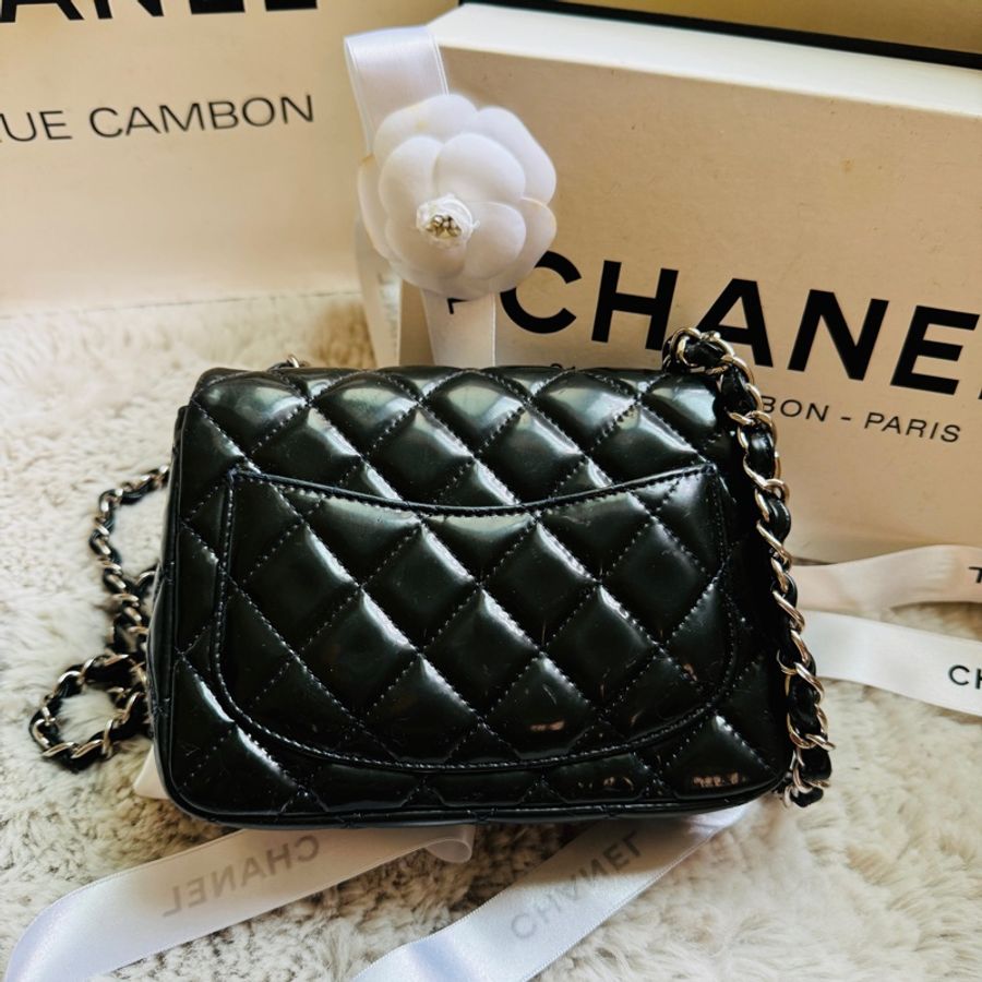 CHANEL COCO17/CF MINI 小方胖 藍綠經典小型口蓋包-7