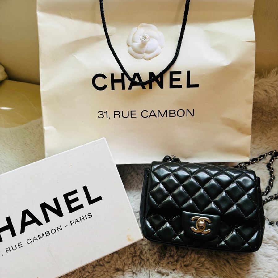 CHANEL COCO17/CF MINI 小方胖 藍綠經典小型口蓋包-18
