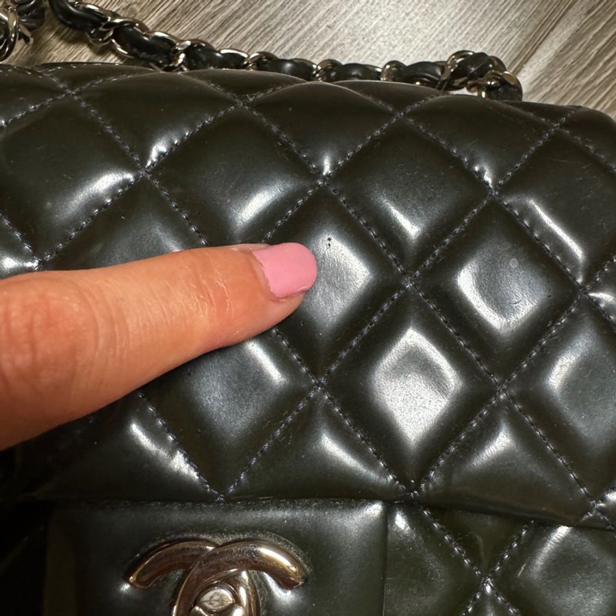 CHANEL COCO17/CF MINI 小方胖 藍綠經典小型口蓋包-6