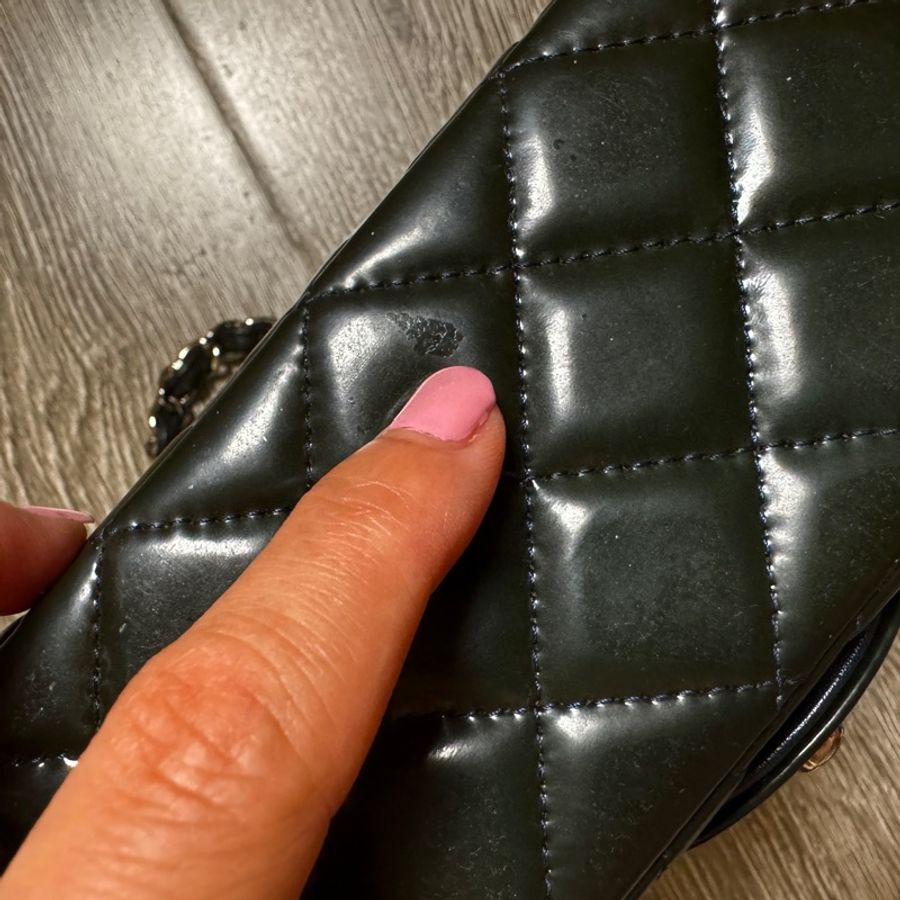 CHANEL COCO17/CF MINI 小方胖 藍綠經典小型口蓋包-19