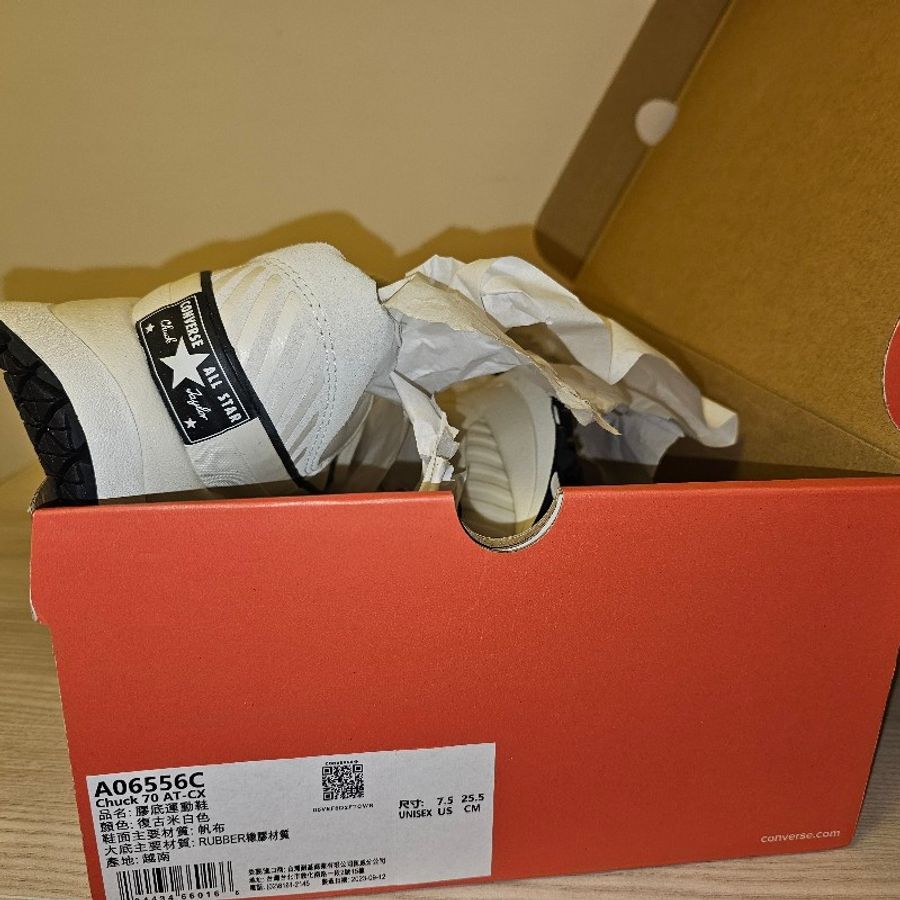 ☆☆近新閒置品☆☆ CONVERSE 休閒鞋 Chuck 70 AT-CX 男鞋 女鞋 米白 黑 1970 帆布 厚底 增高 三星標-28
