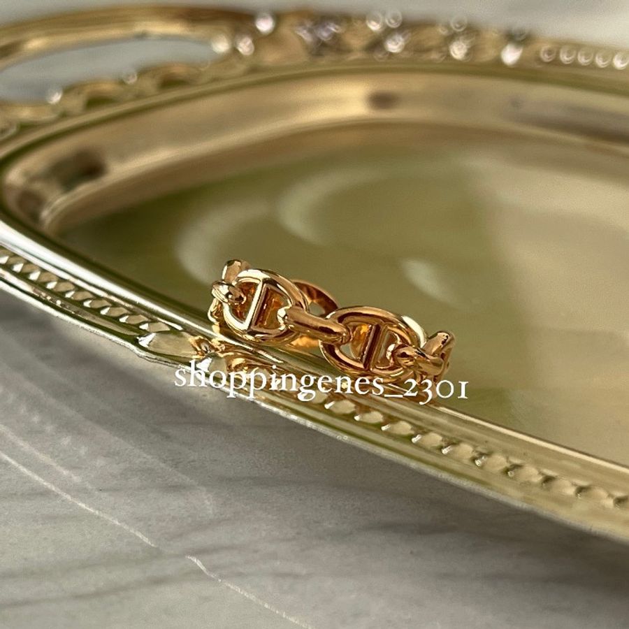 愛馬仕 Hermes 全新品 豬鼻玫瑰金 K金戒指 尺寸 52-0