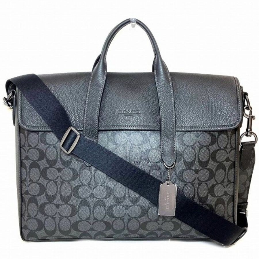 ☆☆近新閒置品☆☆【COACH】SULLIVAN經典Logo文件/公事包/筆電包/商務包-/炭黑色/黑色(C9873)-0