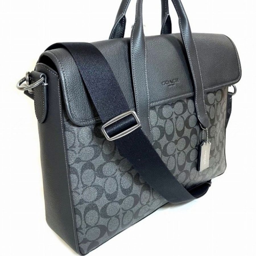 ☆☆近新閒置品☆☆【COACH】SULLIVAN經典Logo文件/公事包/筆電包/商務包-/炭黑色/黑色(C9873)-1