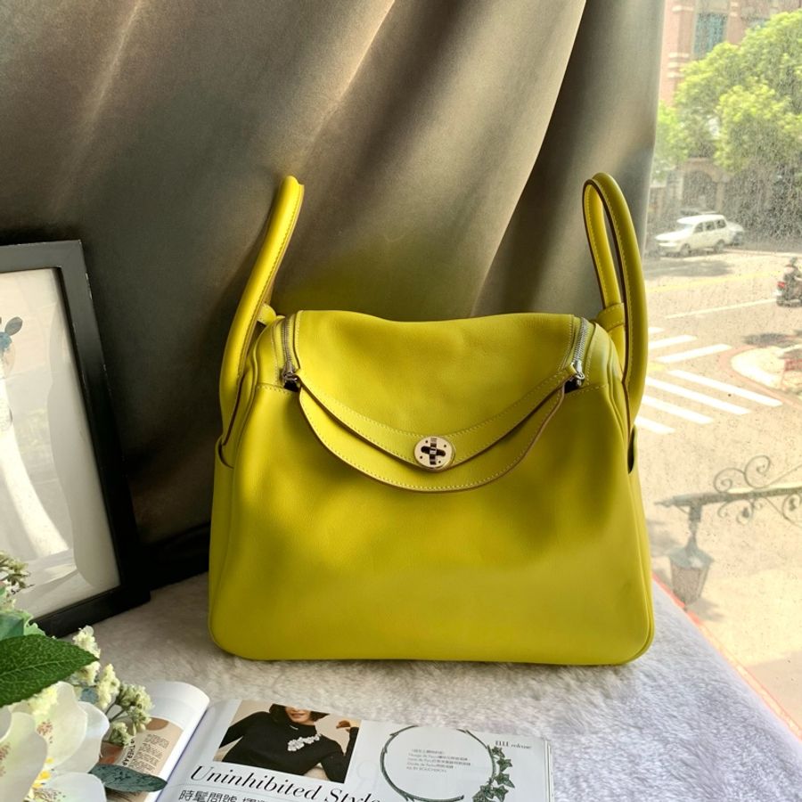 Hermes 銀釦 SWIFT皮 Lindy 30cm(黃色)-0