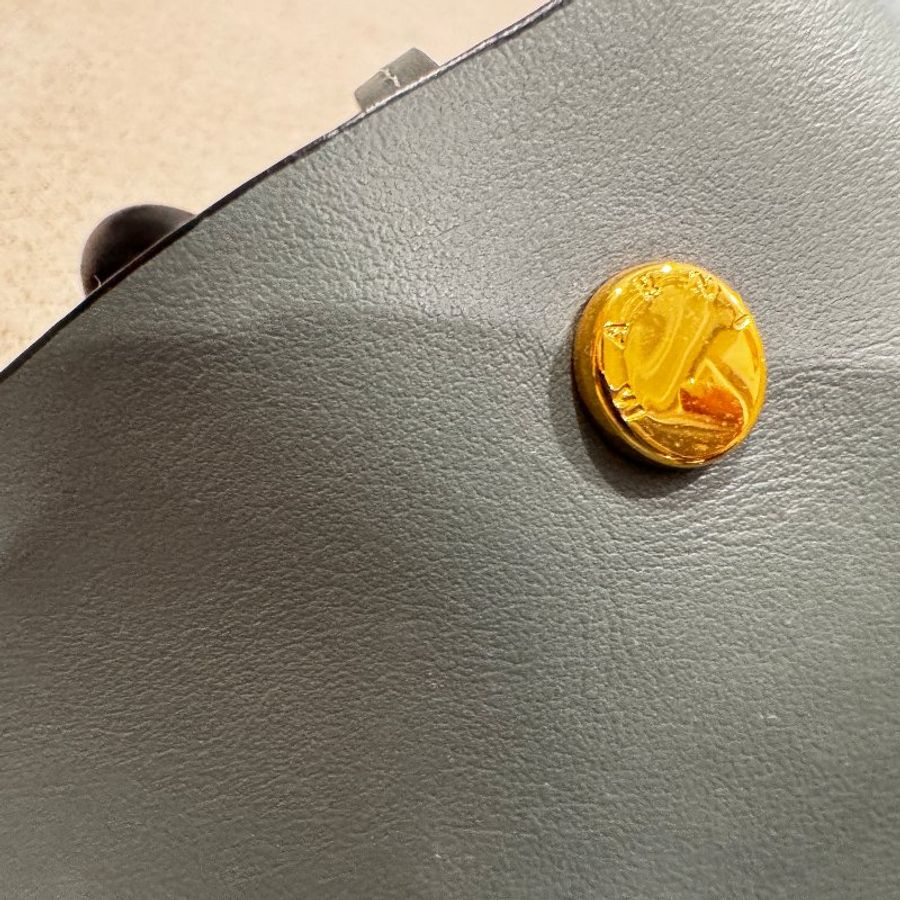 MARNI 絕版拼色肩背帶 金色五金 水桶包 肩背包 質感淡灰藍-6