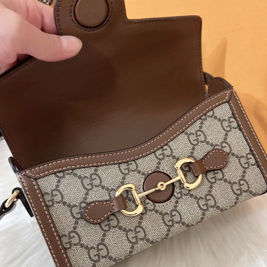 GUCCI 1955馬銜釦斜背包(咖)-16