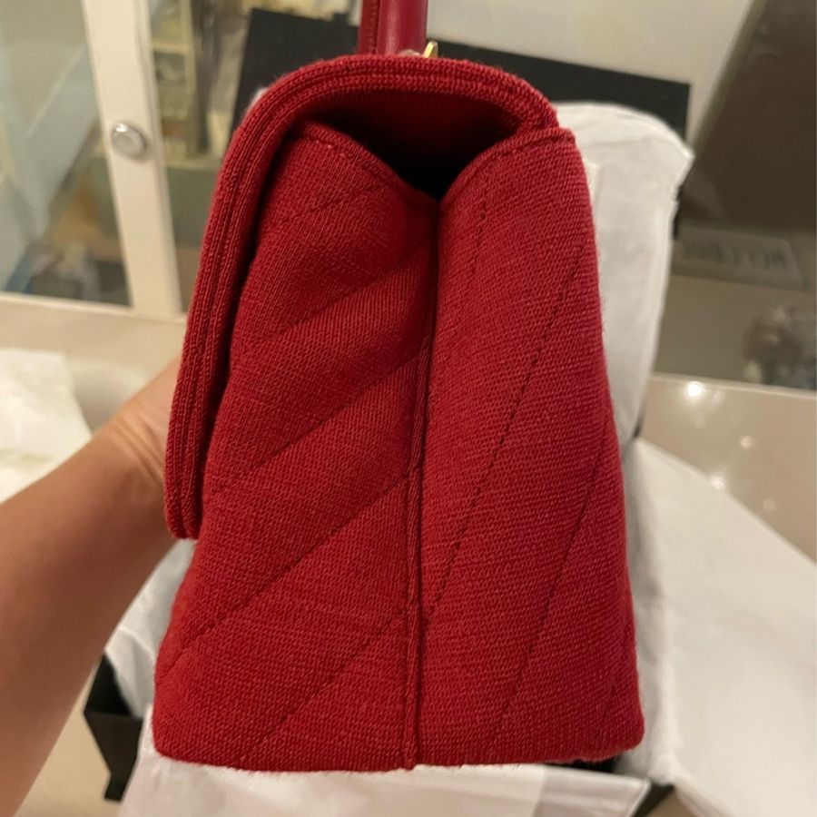 Chanel coco Handel 小號紅色布面-5
