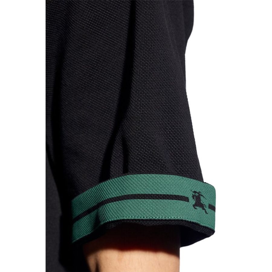 * Burberry Striped-Cuffs Polo Tee for Men in Black (8082127-Black-S)-3