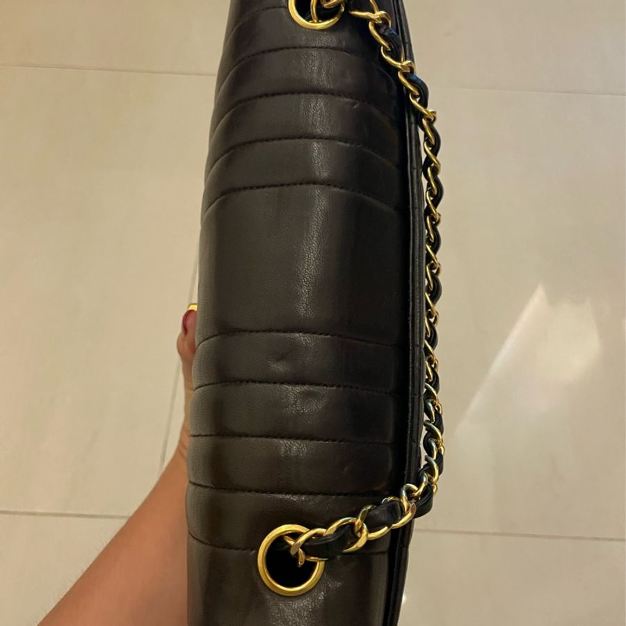 Chanel Vintage 黑色直條紋CF 25公分-5