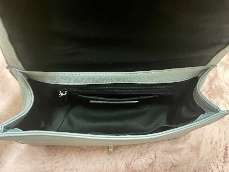 Rebecca Minkoff Love小香風 斜紋深灰色銀鍊肩揹側揹包中款-2