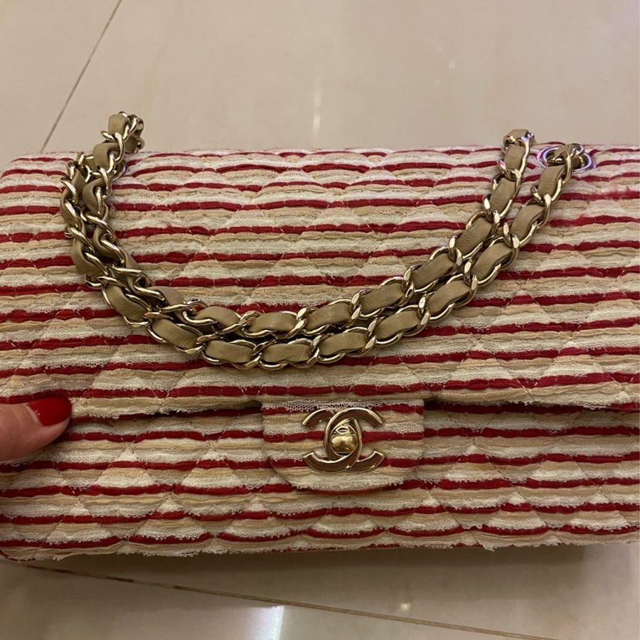 Chanel 橫條CF 毛呢25cm-9