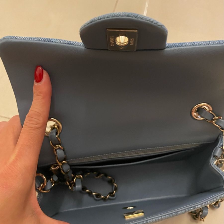 Chanel淺色牛仔 Mini CF 20公分-6