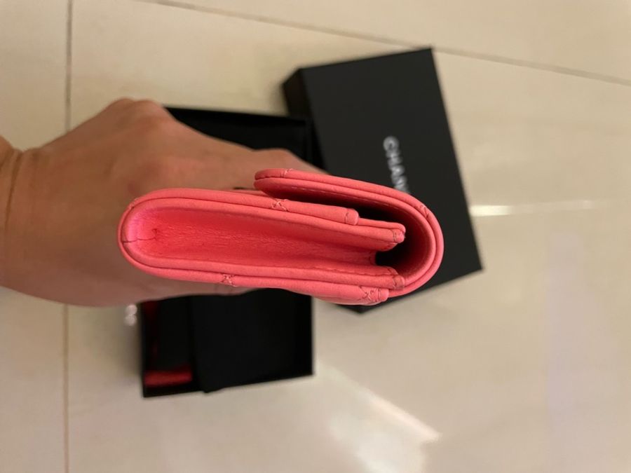Chanel芭比粉單層卡包-4