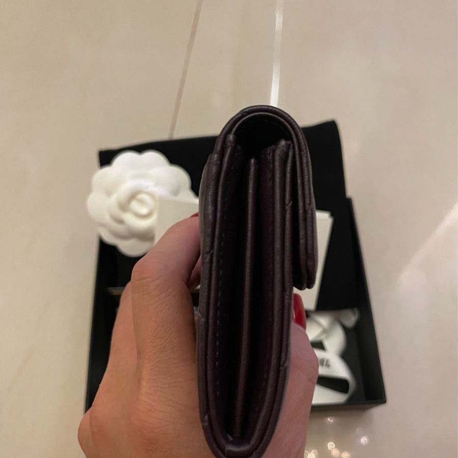 Chanel深紫色雙層卡包-5