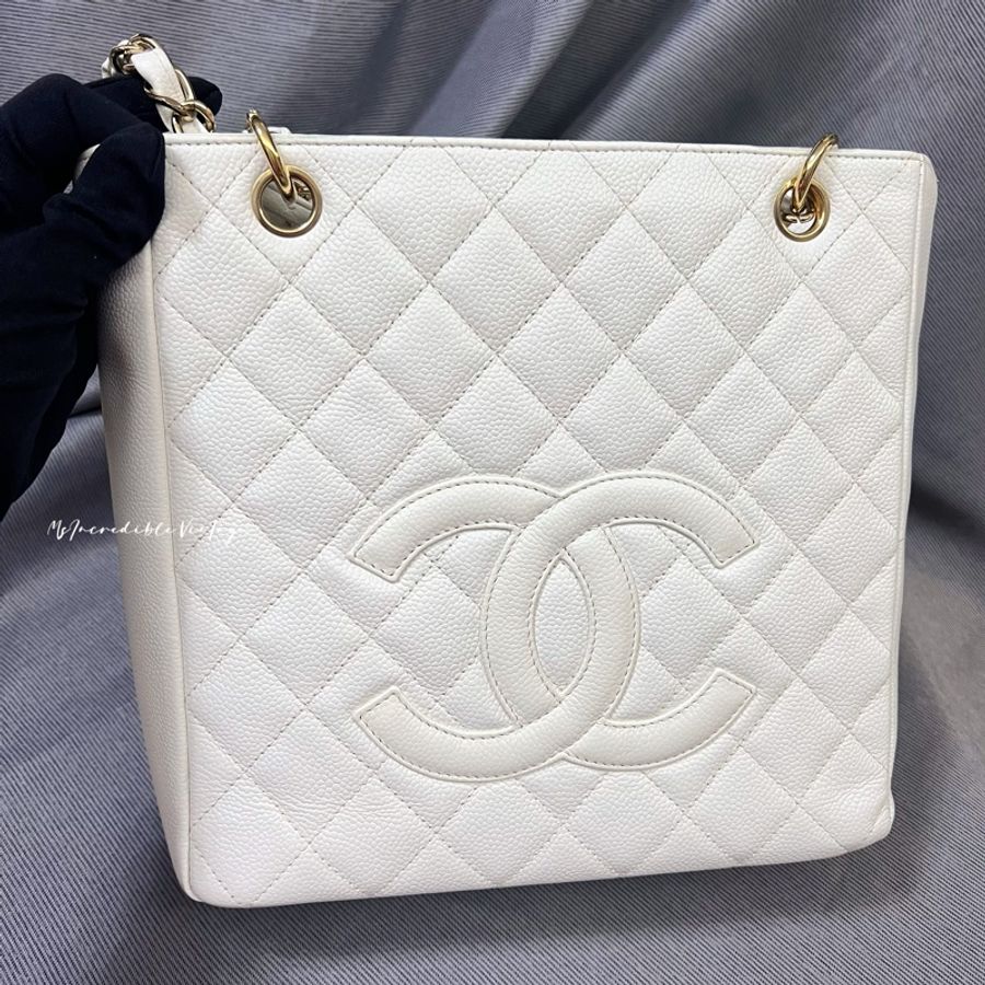 Chanel Petite White Bag PST 白金荔枝皮袋-1