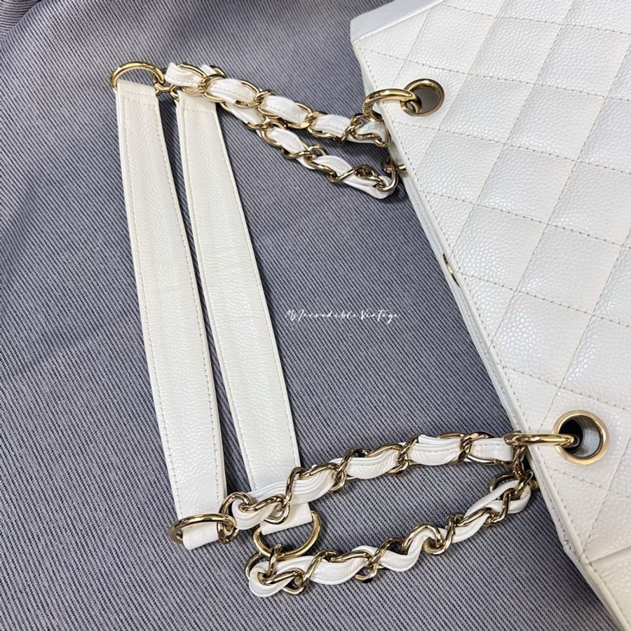 Chanel Petite White Bag PST 白金荔枝皮袋-15