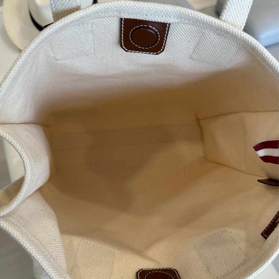 BALLY Crystalia 字母印花皮標帆布托特包-10