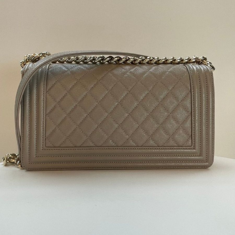 Chanel- Boy Chanel 25cm caviar (駝色金扣)-2