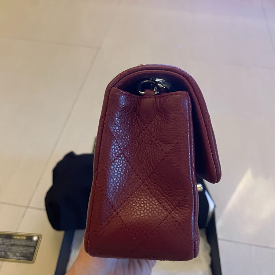 Chanel豬肝紅荔枝皮Mini CF 20cm-3