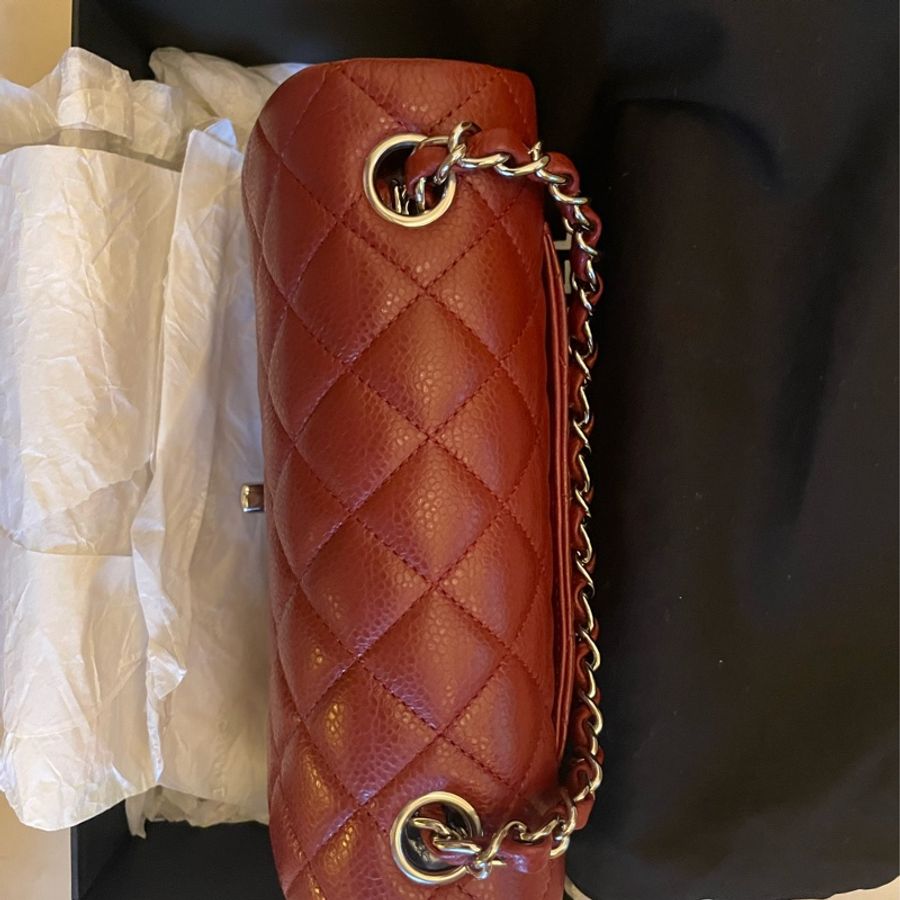 Chanel豬肝紅荔枝皮Mini CF 20cm-5