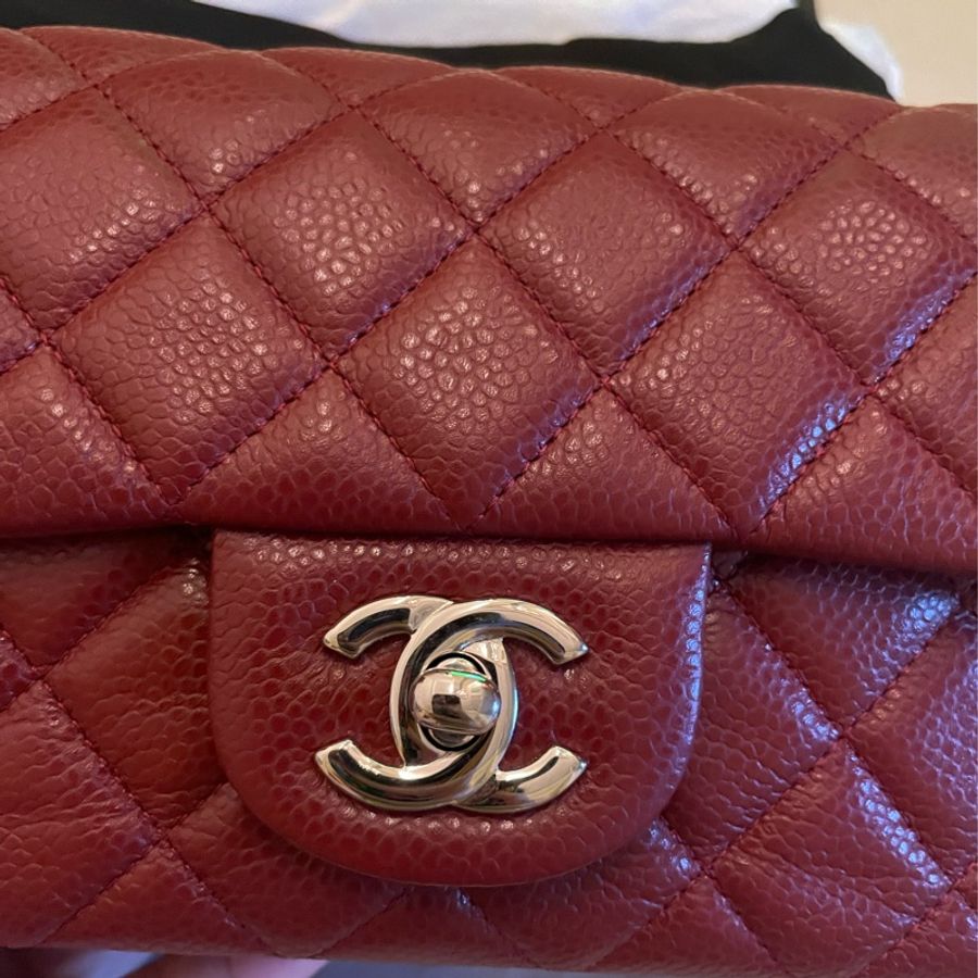 Chanel豬肝紅荔枝皮Mini CF 20cm-7
