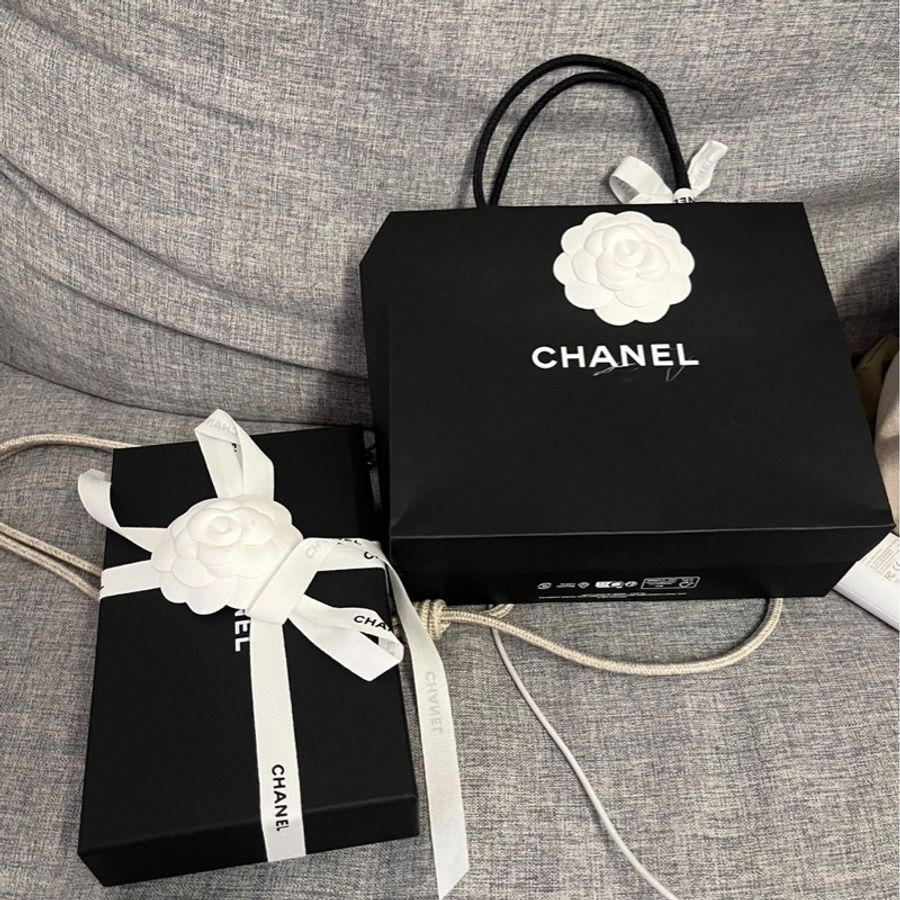 Chanel 香奈兒 一字零錢包 黑銀-2