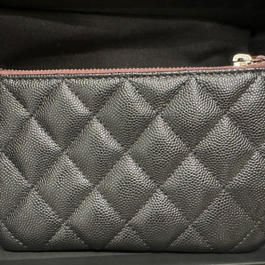 Chanel 香奈兒 一字零錢包 黑銀-6
