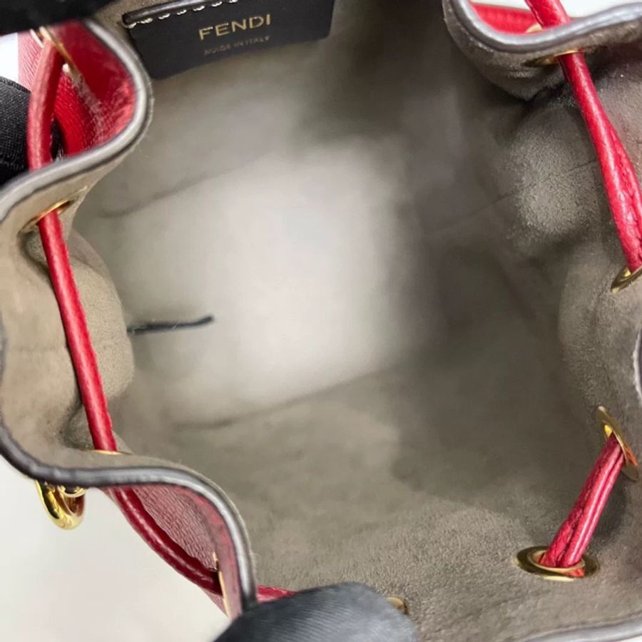 Fendi Mon Tresor迷你酒紅色牛皮荔枝紋水桶-8