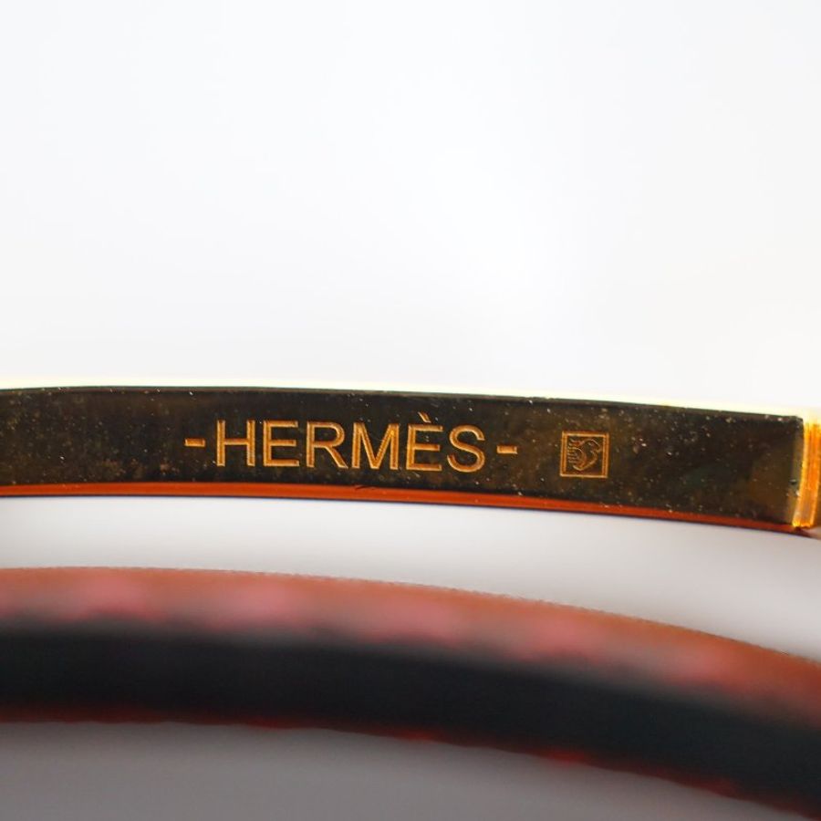 愛馬仕 Hermes Mini Constance Martelee 玫瑰金敲打紋暗紅橘雙面皮帶 / Z刻 24mm(附購證影本)-8