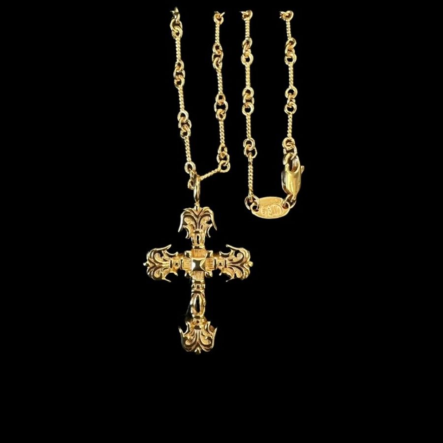 Chrome Hearts 克羅心 22K金 火焰🔥十字架吊墜-0
