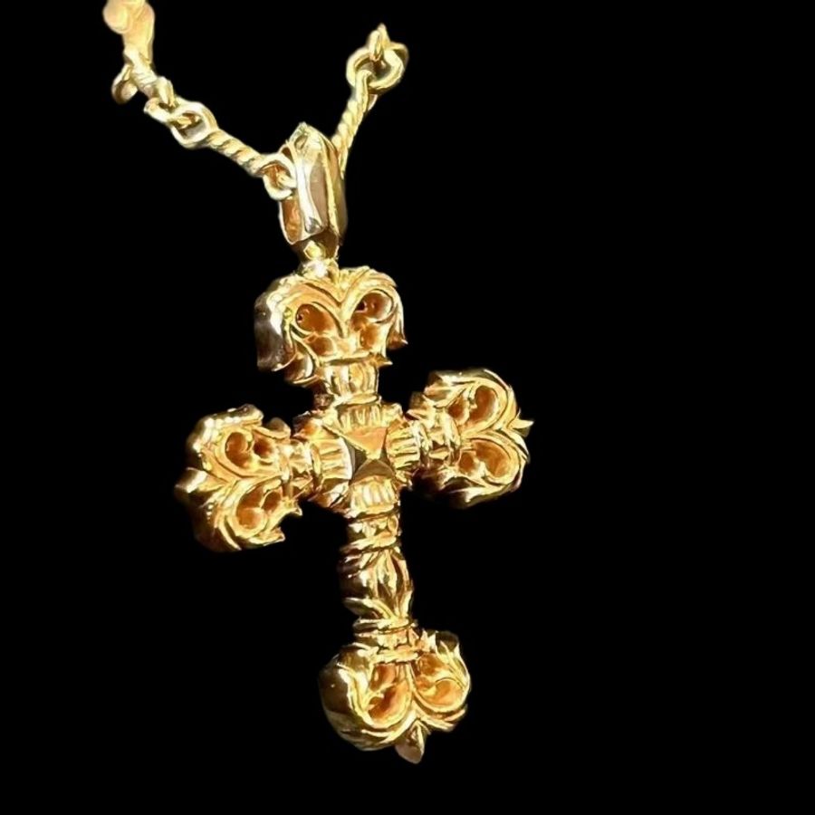 Chrome Hearts 克羅心 22K金 火焰🔥十字架吊墜-1