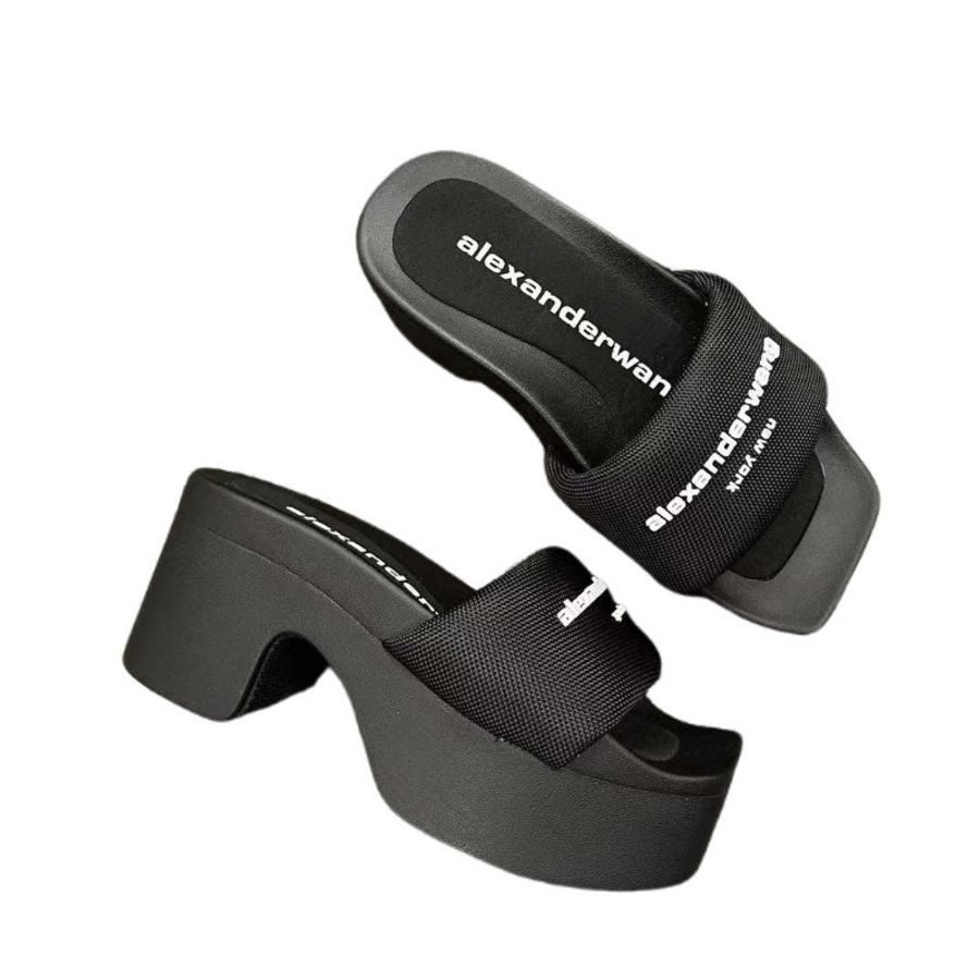 Alexander Wang 女士黑色厚底拖鞋 (37碼)-1