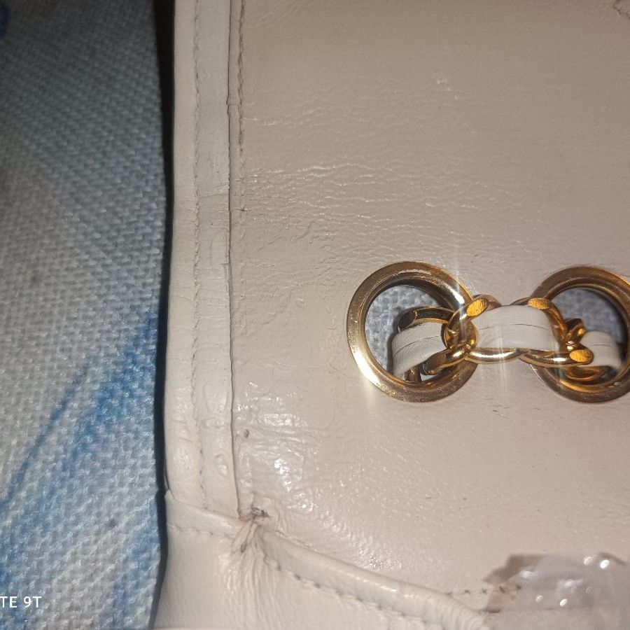 Chanel vintage v stich 米色山形信封鏈包-20