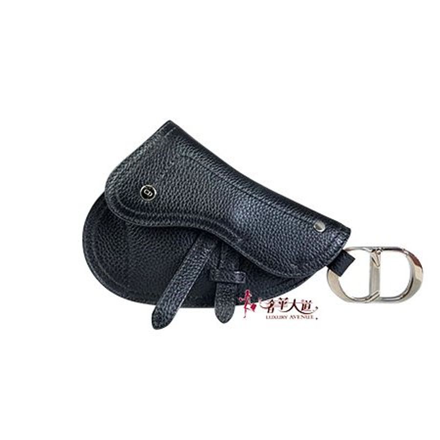 已售出* DIOR黑色牛皮 SADDLE KEYRING零錢鑰匙吊飾迷你小包-0