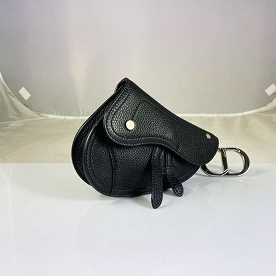 已售出* DIOR黑色牛皮 SADDLE KEYRING零錢鑰匙吊飾迷你小包-1