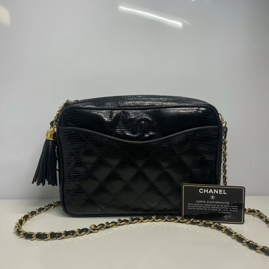 Chanel vintage 蜥蜴皮相機包-0