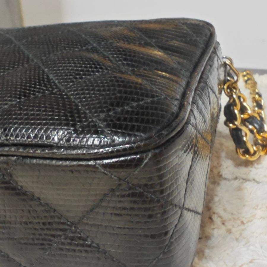 Chanel vintage 蜥蜴皮相機包-11